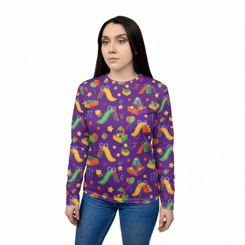 Футболка с полной запечаткой женская, модель с длинным рукавом, материал coolpass