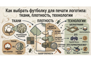 Как выбрать футболку для печати логотипа: ткани, плотность, технологии