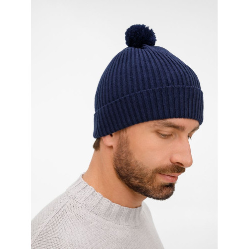 Шапка Catch Match с помпоном, темно-синяя