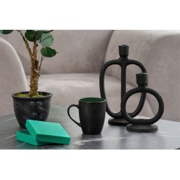 Кружка Bright Tulip, матовая, черная с зеленым