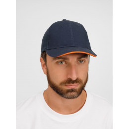 Бейсболка Buffalo, темно-синяя с неоново-оранжевым