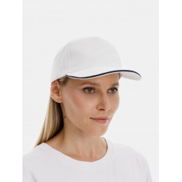 Бейсболка Classic 2.0, белая с темно-синим кантом