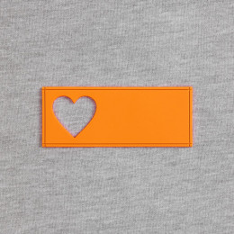 Лейбл из ПВХ с вырубкой «Сердце», оранжевый неон