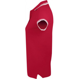 Рубашка поло женская Pasadena Women 200 с контрастной отделкой, красная с белым