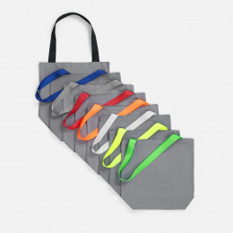 Шопер B5, серый с широкими синими ручками