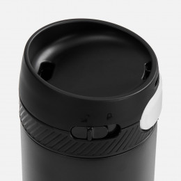 Термостакан X1 с цветной кнопкой, черный с белым