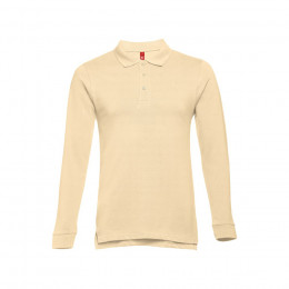 Рубашка-поло мужская BERN, д/р, песочный, S, 100% хлопок, плотность 210 г/м2