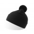 Шапка вязаная  двойная Wind-S, с отворотом и помпоном, чёрный, 100% переработанный полиэстер