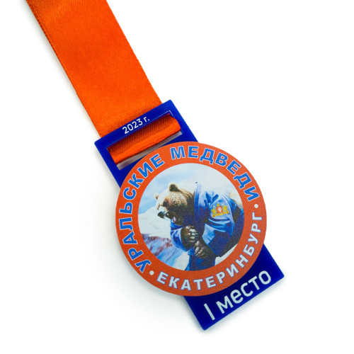 Медаль из акрила 1-слойная с УФ-печатью D-40, толщина 10 мм